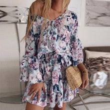 Laden Sie das Bild in den Galerie-Viewer, Sommerliches Blumenkleid Aus Chiffon