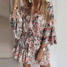 Laden Sie das Bild in den Galerie-Viewer, Sommerliches Blumenkleid Aus Chiffon