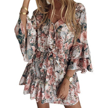 Laden Sie das Bild in den Galerie-Viewer, Sommerliches Blumenkleid Aus Chiffon