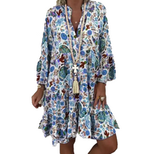 Laden Sie das Bild in den Galerie-Viewer, Stilvolles Blumenkleid Mit V-Ausschnitt