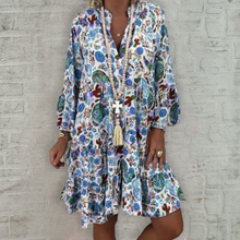 Laden Sie das Bild in den Galerie-Viewer, Stilvolles Blumenkleid Mit V-Ausschnitt