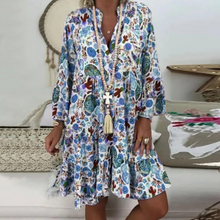 Laden Sie das Bild in den Galerie-Viewer, Stilvolles Blumenkleid Mit V-Ausschnitt