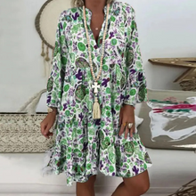 Laden Sie das Bild in den Galerie-Viewer, Stilvolles Blumenkleid Mit V-Ausschnitt