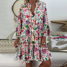 Laden Sie das Bild in den Galerie-Viewer, Stilvolles Blumenkleid Mit V-Ausschnitt