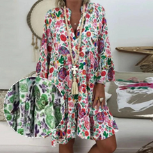Laden Sie das Bild in den Galerie-Viewer, Stilvolles Blumenkleid Mit V-Ausschnitt