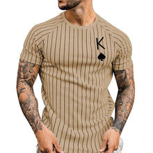 Laden Sie das Bild in den Galerie-Viewer, Gestreiftes Sommer-T-Shirt für Herren mit Rundhalsausschnitt