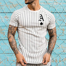 Laden Sie das Bild in den Galerie-Viewer, Gestreiftes Sommer-T-Shirt für Herren mit Rundhalsausschnitt
