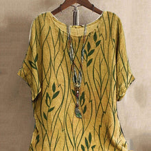 Laden Sie das Bild in den Galerie-Viewer, Damen Lässiges Rundhals-T-Shirt aus Baumwolle und Leinen