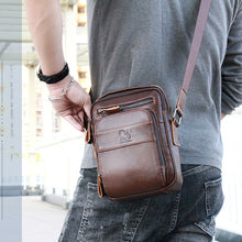 Laden Sie das Bild in den Galerie-Viewer, Vertikale quadratische Umhängetasche aus Leder für Herren
