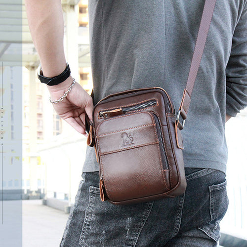 Vertikale quadratische Umhängetasche aus Leder für Herren