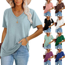 Laden Sie das Bild in den Galerie-Viewer, Modisches Lässiges T-Shirt Mit V-Ausschnitt Für Damen