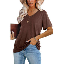 Laden Sie das Bild in den Galerie-Viewer, Modisches Lässiges T-Shirt Mit V-Ausschnitt Für Damen