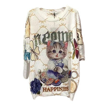 Laden Sie das Bild in den Galerie-Viewer, Süßes Kurzarm-T-Shirt mit Pailletten