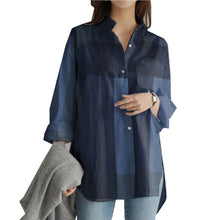 Laden Sie das Bild in den Galerie-Viewer, Karierte Unregelmäßige Bluse mit langen Ärmeln