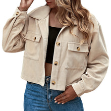 Laden Sie das Bild in den Galerie-Viewer, Lässige Kurze Cordjacken für Damen