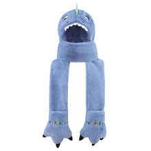 Laden Sie das Bild in den Galerie-Viewer, Kleinkind Kinder Cartoon Dinosaurier Fleece Plüsch Hut Handschuhe Schal 3 in 1 Set