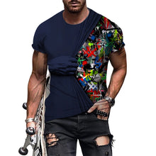 Laden Sie das Bild in den Galerie-Viewer, Herren-T-Shirt mit 3D-Druck und Rundhalsausschnitt