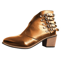 Laden Sie das Bild in den Galerie-Viewer, Damen Lederstiefel mit Gürtelschnalle
