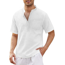 Laden Sie das Bild in den Galerie-Viewer, Sommer Herren Lässiges T-Shirt aus Baumwollleinen