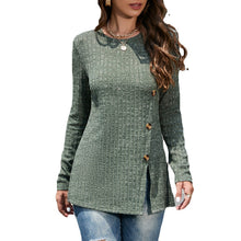 Laden Sie das Bild in den Galerie-Viewer, Geschlitzter Strickpullover mit Rundhalsausschnitt für Damen