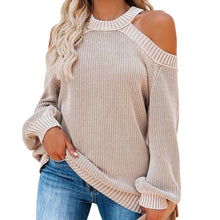 Laden Sie das Bild in den Galerie-Viewer, Sexy Schulterfreier Pullover mit Offenem Rücken