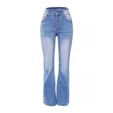 Laden Sie das Bild in den Galerie-Viewer, Damen Schlagjeans mit mehreren Knöpfen