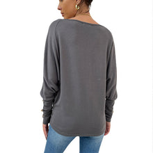 Laden Sie das Bild in den Galerie-Viewer, Langärmeliges Einfarbiges T-Shirt mit Rundhalsausschnitt