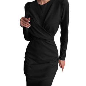 Französisches Retro-Taillen-Schlankheits-Hüftkleid in Wickeloptik