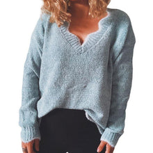 Laden Sie das Bild in den Galerie-Viewer, Langärmeliger Lässiger Pullover mit V-Ausschnitt