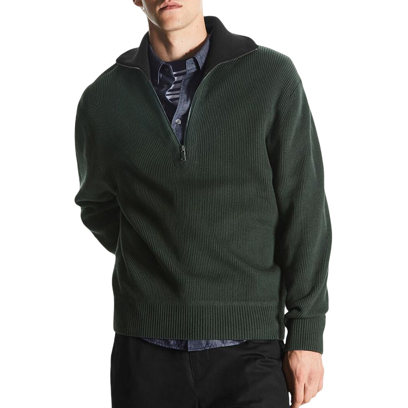 Einfarbiger Pullover mit halbem Reißverschluss
