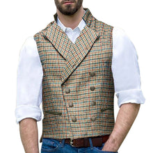 Laden Sie das Bild in den Galerie-Viewer, Karierte, zweireihige, schmale Cargoweste mit Anzugkragen