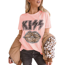 Laden Sie das Bild in den Galerie-Viewer, Rundhals-T-Shirt Mit Leoparden-Lippendruck