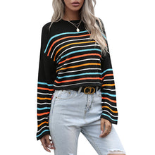 Laden Sie das Bild in den Galerie-Viewer, Mehrfarbig Gestreifter Strickpullover