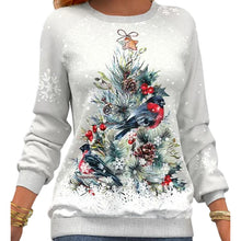 Laden Sie das Bild in den Galerie-Viewer, Pullover mit Weihnachtsbaummuster und Schneeflockenprint und langen Ärmeln
