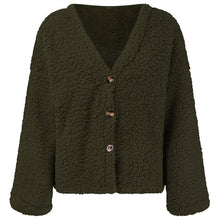 Laden Sie das Bild in den Galerie-Viewer, Damen Plüschjacke mit V-Ausschnitt