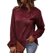 Laden Sie das Bild in den Galerie-Viewer, Einfarbiger Langärmliger Plüsch-Rollkragenpullover für Damen