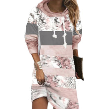 Laden Sie das Bild in den Galerie-Viewer, Langärmliges Kleid mit Blumenmuster und Kapuze