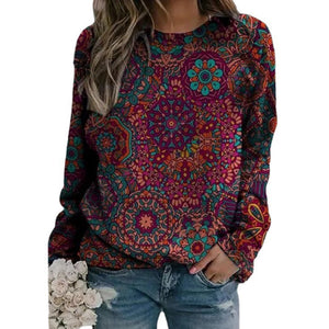 Bedrucktes Langarm-Sweatshirt mit Rundhalsausschnitt
