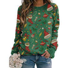 Laden Sie das Bild in den Galerie-Viewer, Rundhalsausschnitt Weihnachtsmütze Print Sweatshirt
