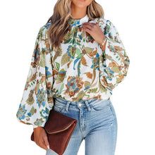 Laden Sie das Bild in den Galerie-Viewer, Hemd mit Ballonärmeln und Stehkragen