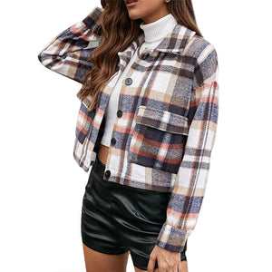 Karierte Jacke mit Revers