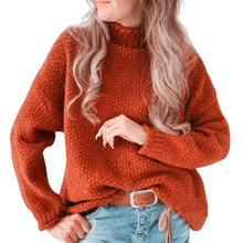 Laden Sie das Bild in den Galerie-Viewer, Strickpullover mit halbem Rollkragen für Damen