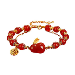 Rotes Achat Jade Kaninchen Armband