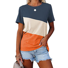 Laden Sie das Bild in den Galerie-Viewer, Lockeres lässiges kurzärmeliges T-Shirt mit Rundhalsausschnitt für Damen