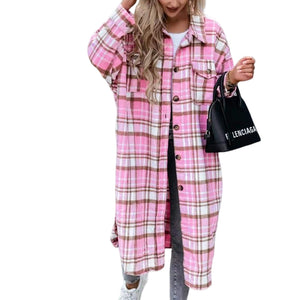 Lange karierte Hemdjacke