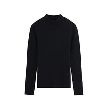 Laden Sie das Bild in den Galerie-Viewer, Einfarbiges Schmal geschnittenes T-Shirt mit halbem Rollkragen