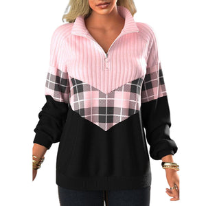 Eleganter Pullover mit V-Ausschnitt und Reißverschluss