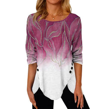 Laden Sie das Bild in den Galerie-Viewer, Bedrucktes T-Shirt mit unregelmäßigem Saum und Rundhalsausschnitt