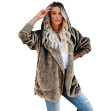 Laden Sie das Bild in den Galerie-Viewer, Langärmlige Lässige Einfarbige Strickjacke mit Kapuze