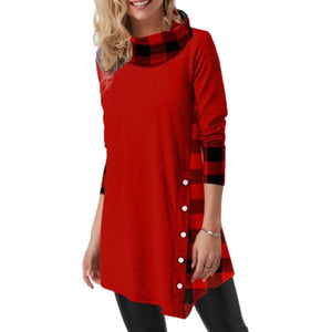 Kariertes Unregelmäßiges Kleid mit Revers
